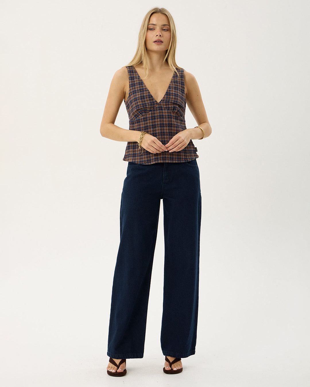 Giselle Shev - Hemp Seersucker Top - Indigo Check 9