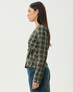 Jonah - Recycled Long Sleeve Top - Deep Olive Check - Afends