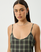 Jonah Valley - Recycled Maxi Dress - Deep Olive Check - Afends