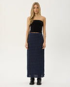 Lita Thea - Hemp Seersucker Maxi Skirt - Midnight Check 1