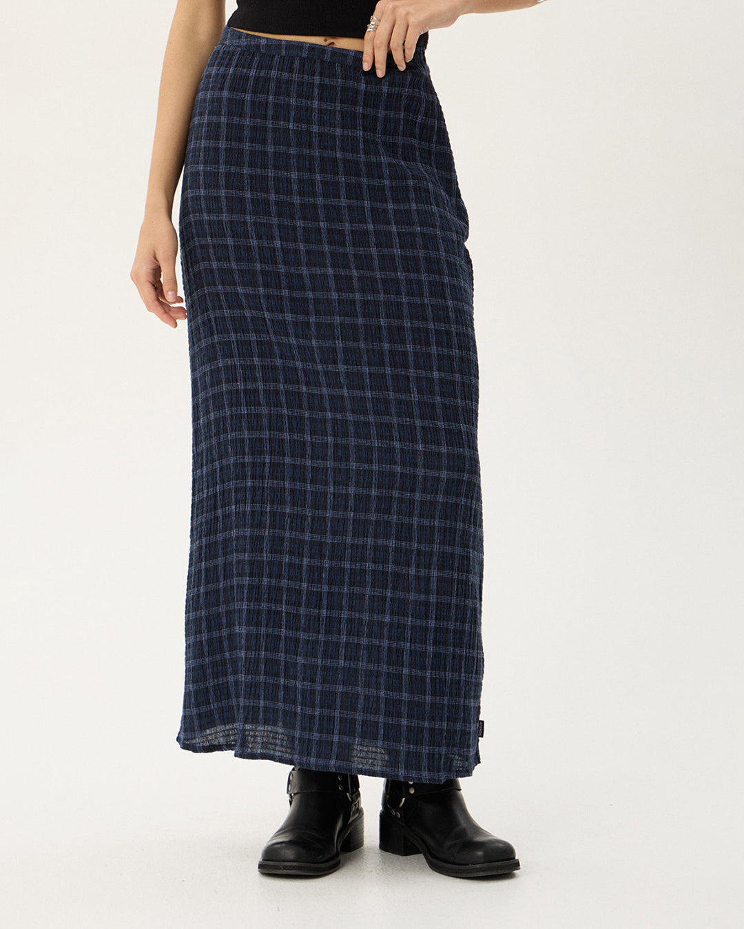 Lita Thea - Hemp Seersucker Maxi Skirt - Midnight Check 3