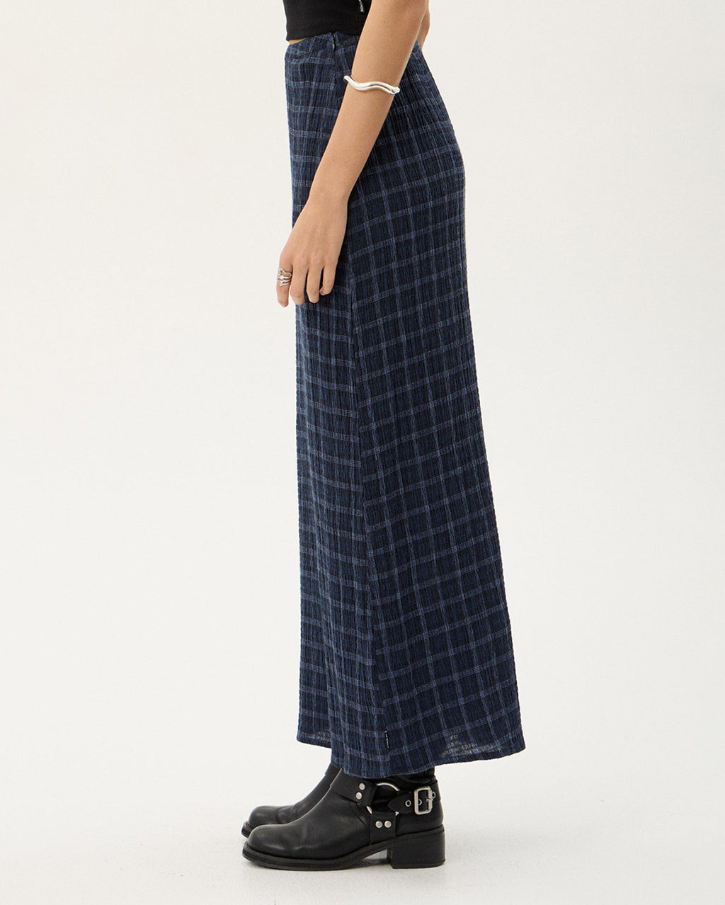 Lita Thea - Hemp Seersucker Maxi Skirt - Midnight Check 5
