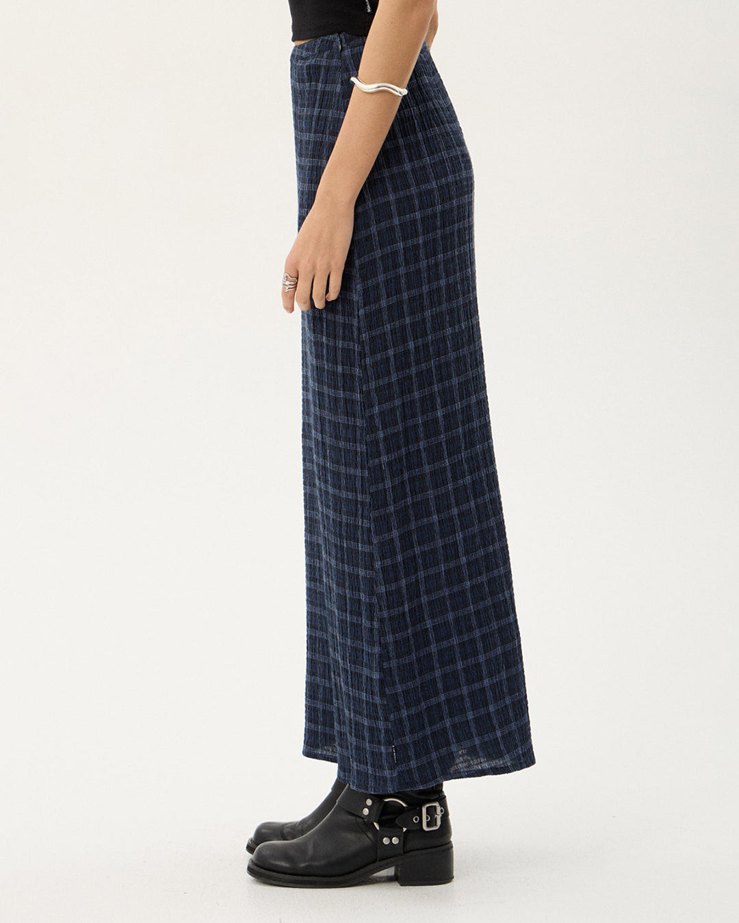 Lita Thea - Hemp Seersucker Maxi Skirt - Midnight Check 5