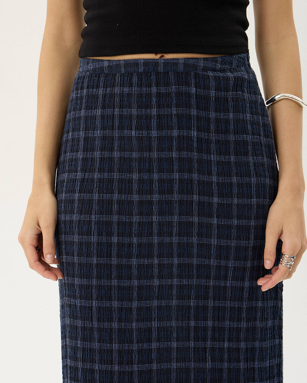 Lita Thea - Hemp Seersucker Maxi Skirt - Midnight Check 8