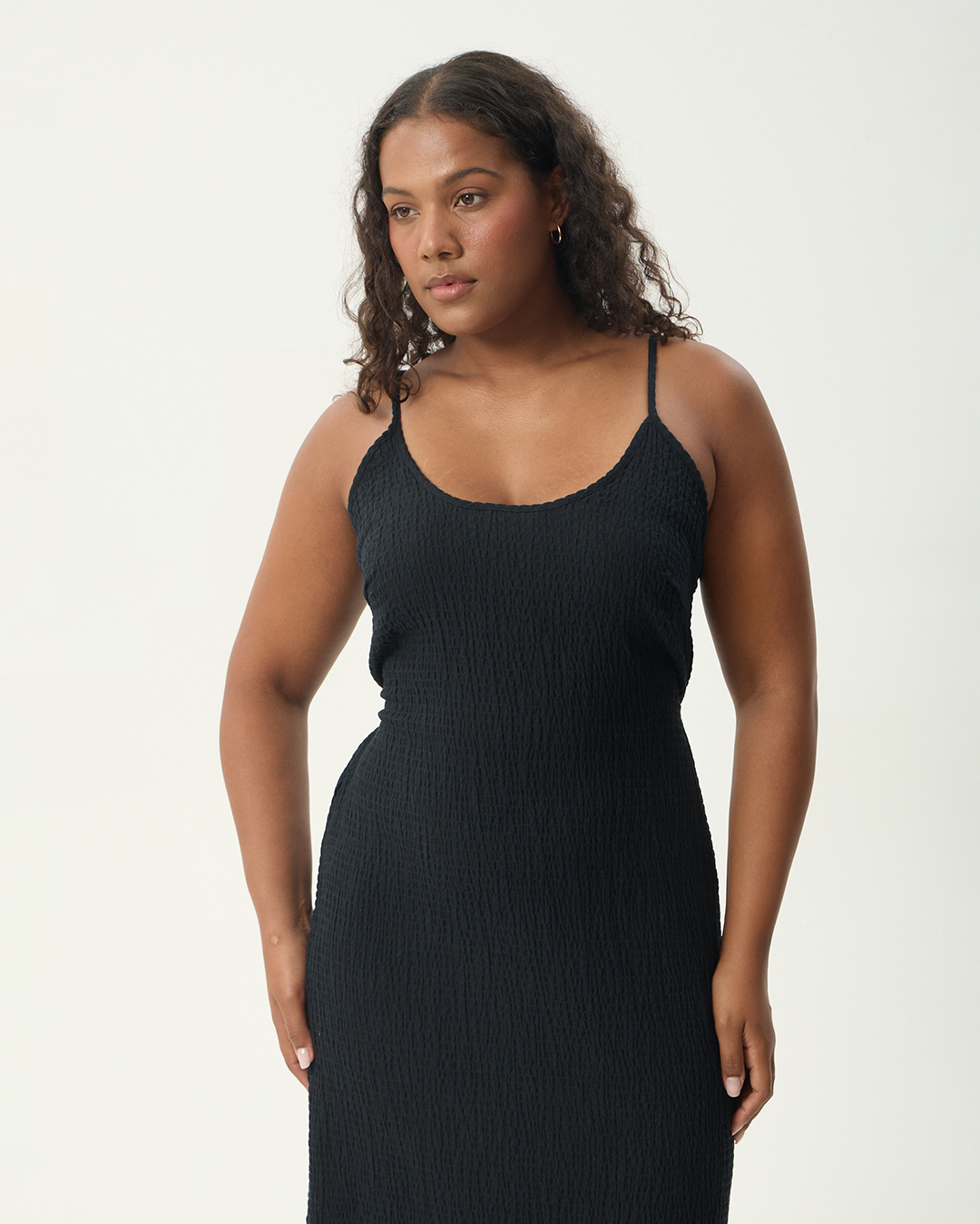 Rumi - Seersucker Midi Dress - Black - Afends