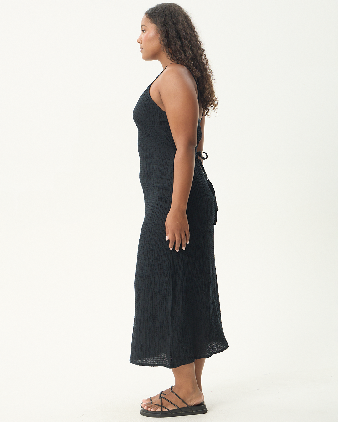 Rumi - Seersucker Midi Dress - Black - Afends