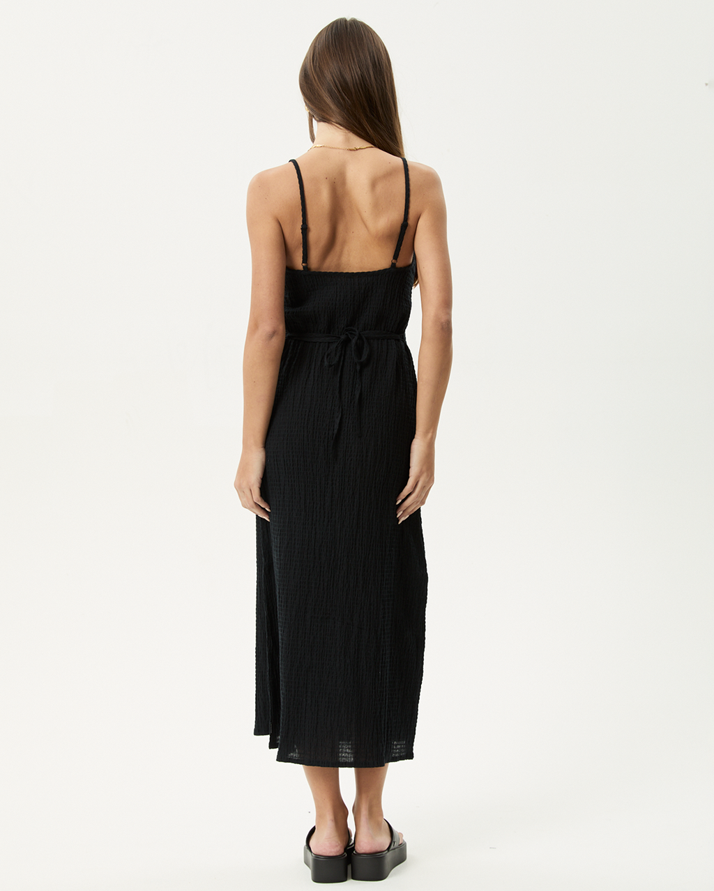 Rumi - Seersucker Midi Dress - Black - Afends