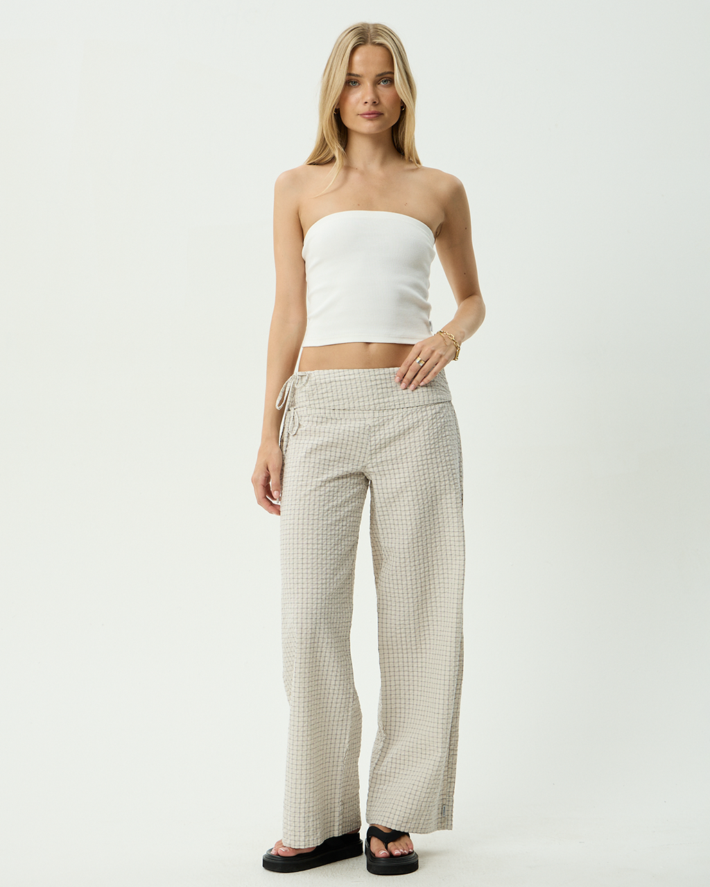 Sofia Reverb - Organic Wide Leg Pant - Moonbeam Check 1