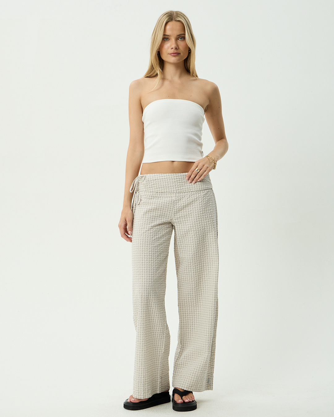 Sofia Reverb - Organic Wide Leg Pant - Moonbeam Check 1