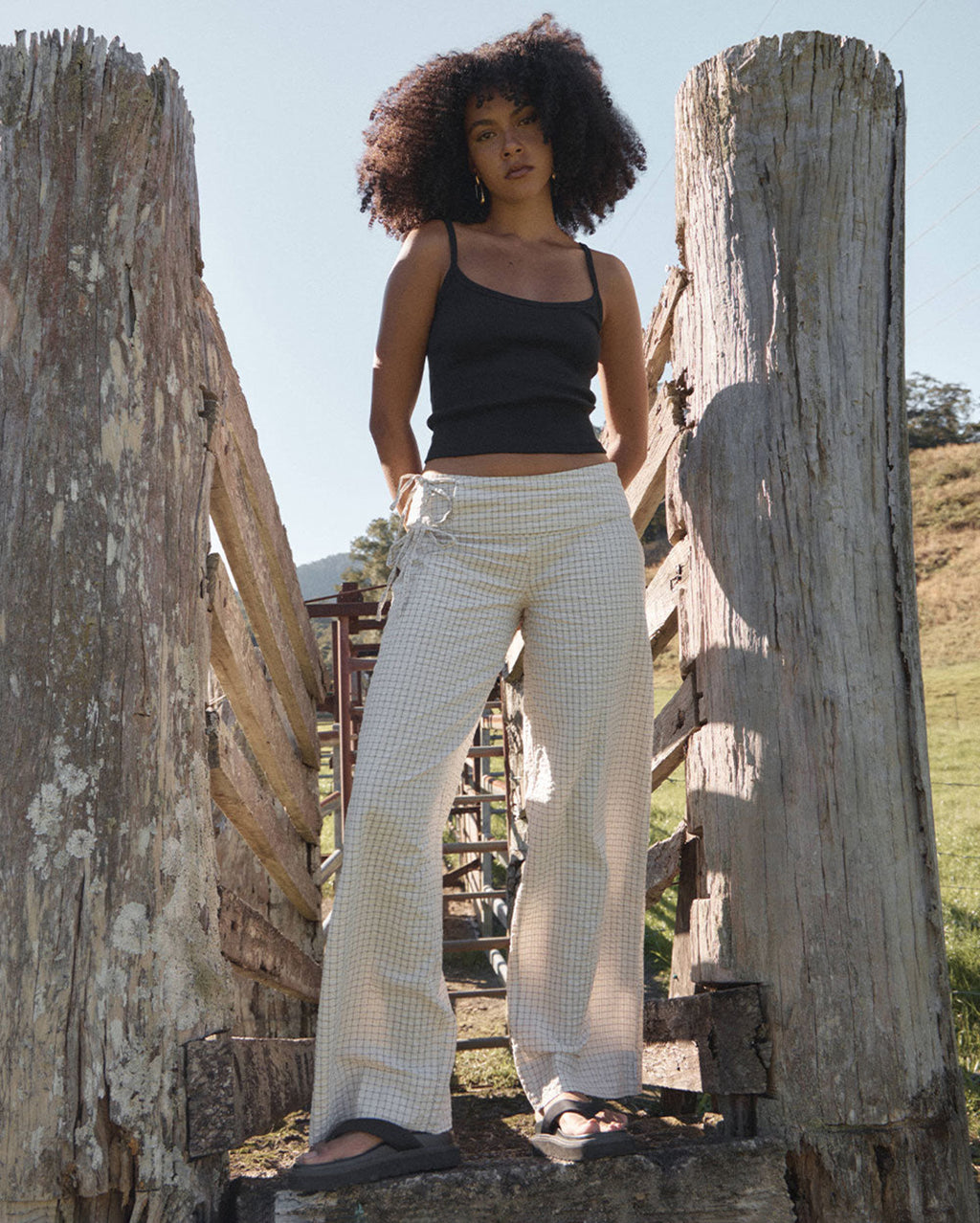 Sofia Reverb - Organic Wide Leg Pant - Moonbeam Check 2