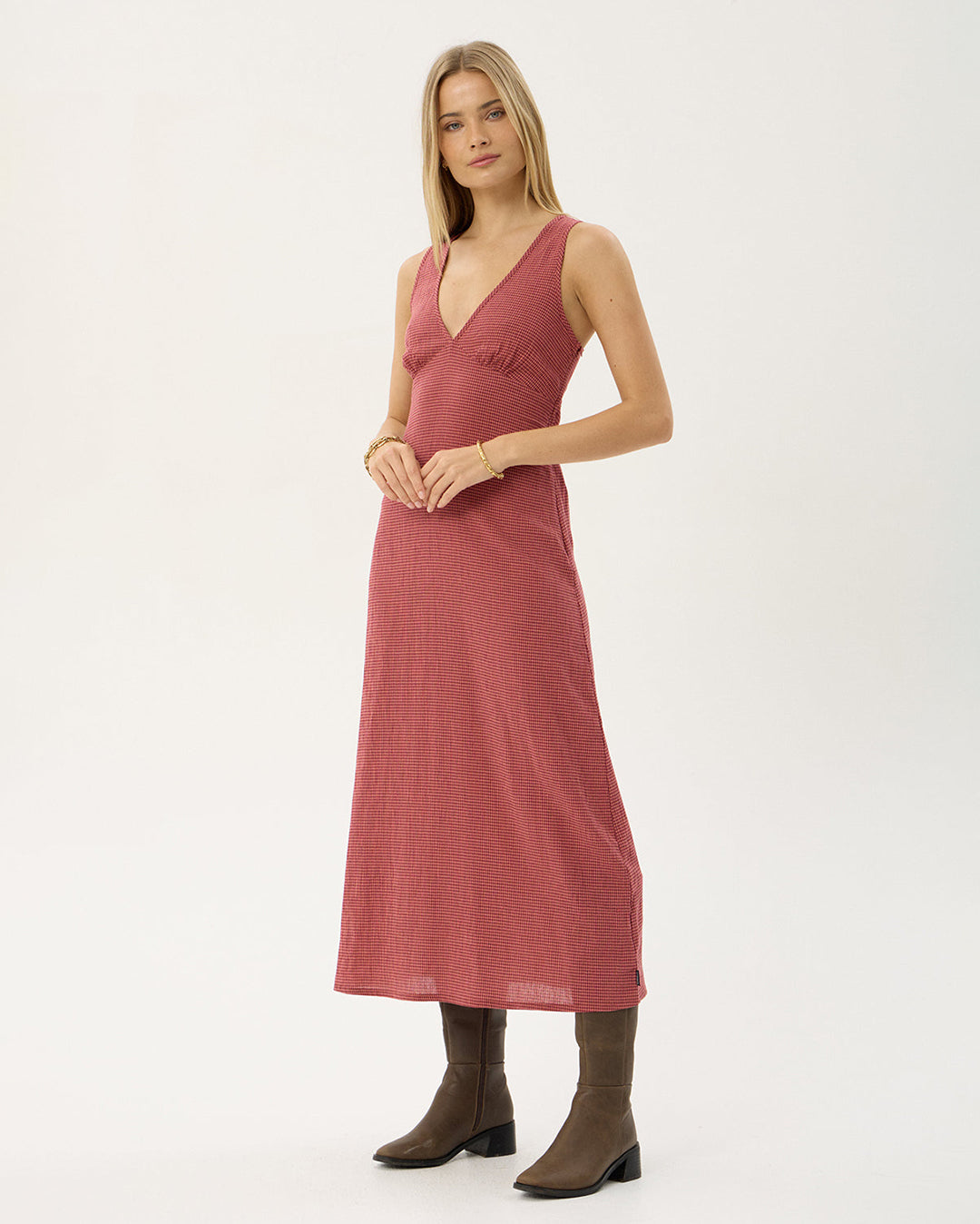 Tully Indy - Hemp Maxi Dress - Rose Check 3