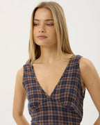 Tully Shev - Hemp Seersucker Maxi Dress - Indigo Check 8