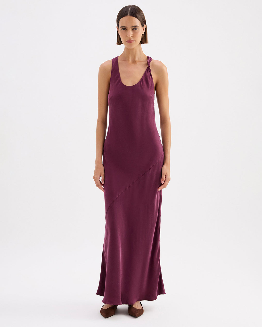 Amaya Cupro Dress - Merlot - Nude Lucy