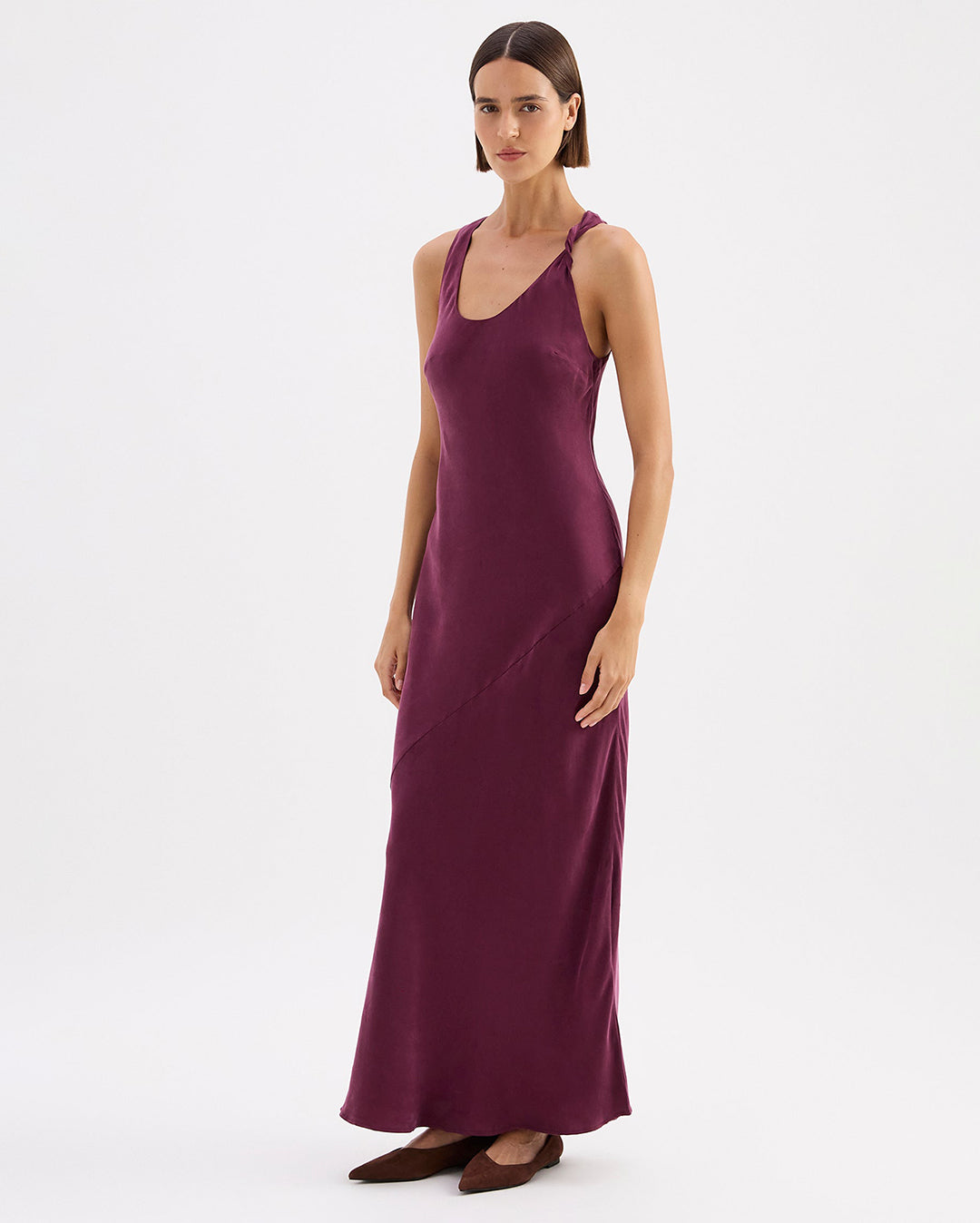 Amaya Cupro Dress - Merlot - Nude Lucy