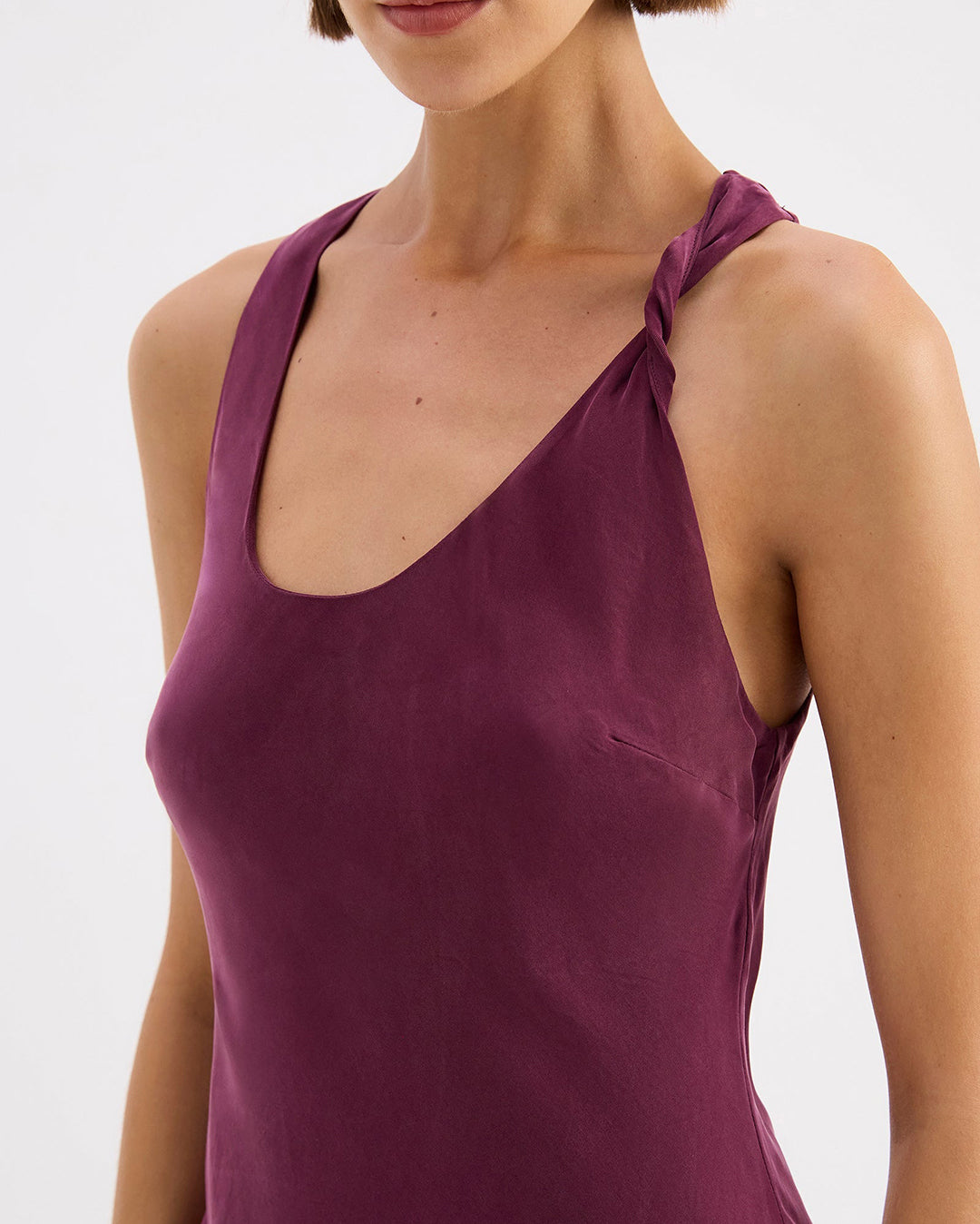 Amaya Cupro Dress - Merlot - Nude Lucy