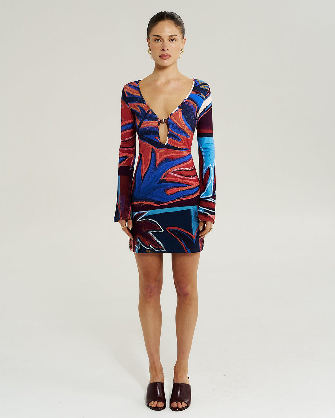 Amie Long Sleeve Mini Dress - Bordeaux - Summi Summi