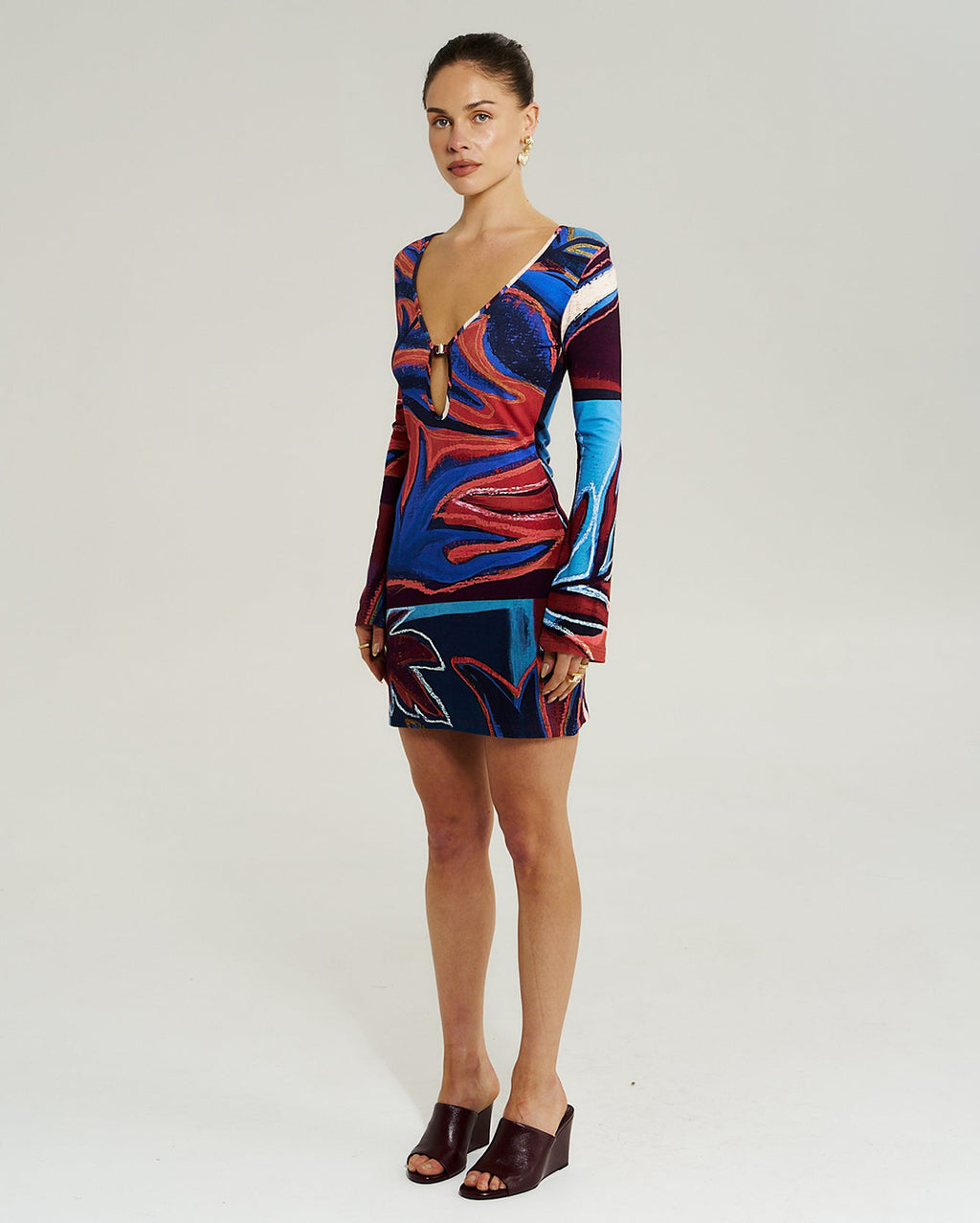 Amie Long Sleeve Mini Dress - Bordeaux - Summi Summi
