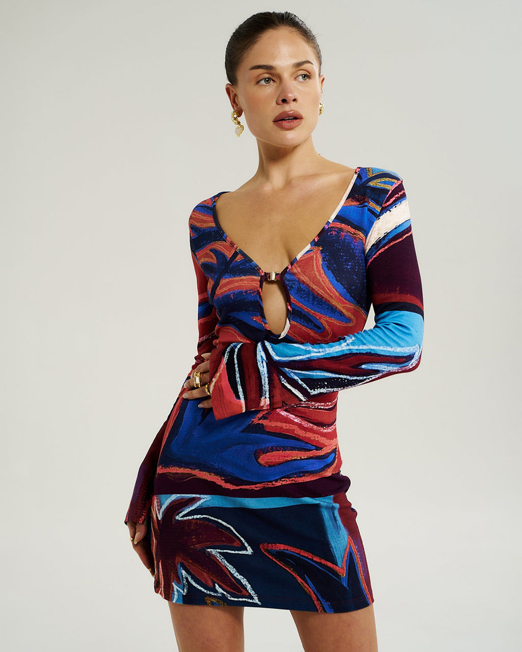 Amie Long Sleeve Mini Dress - Bordeaux - Summi Summi