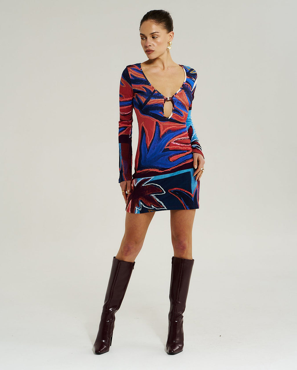 Amie Long Sleeve Mini Dress - Bordeaux - Summi Summi