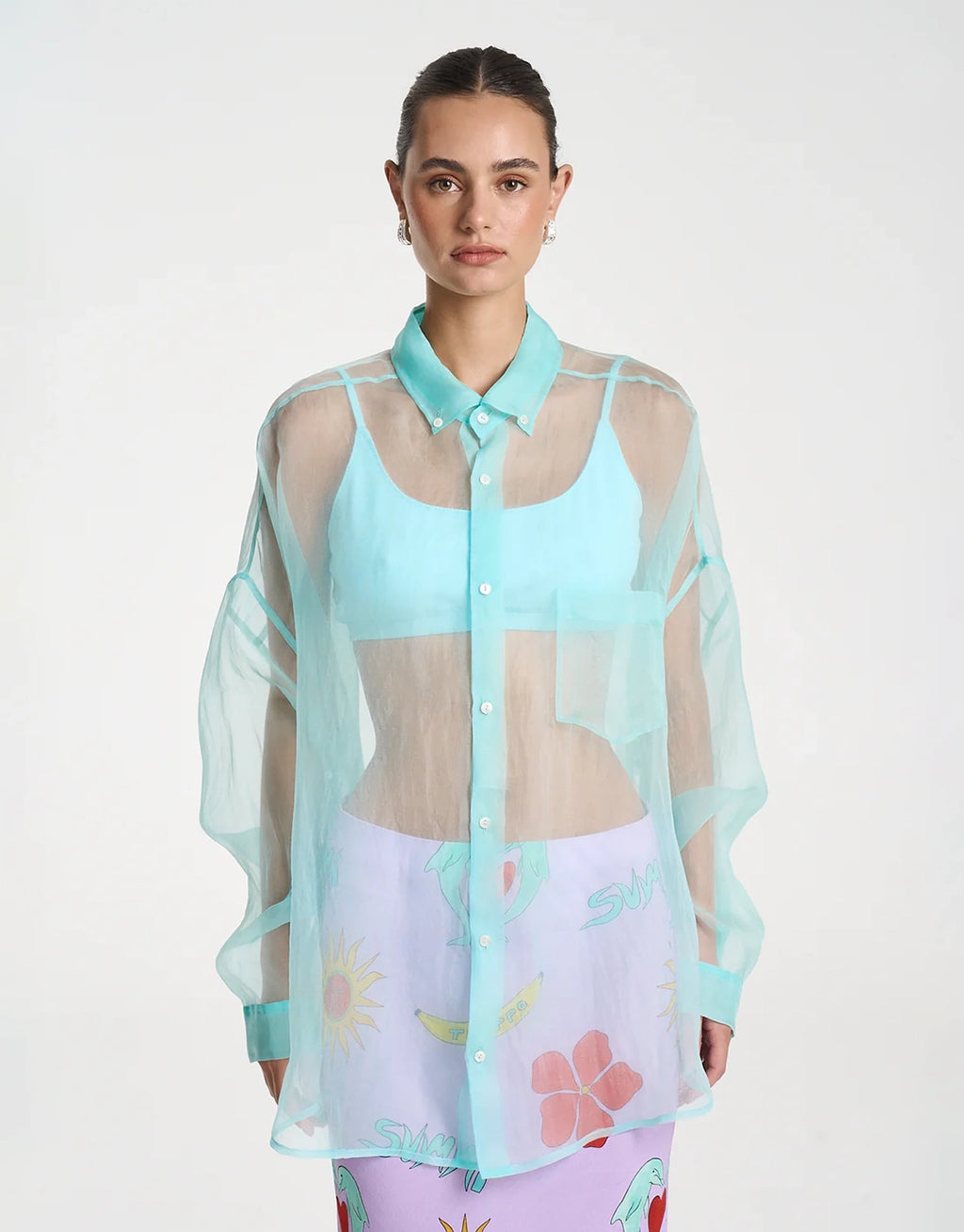 Mercurio Silk Shirt - Aqua