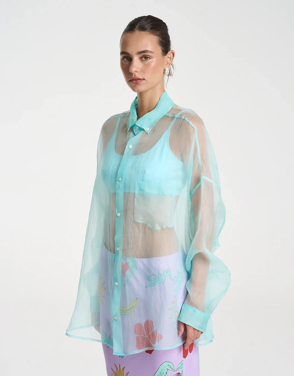 Mercurio Silk Shirt - Aqua