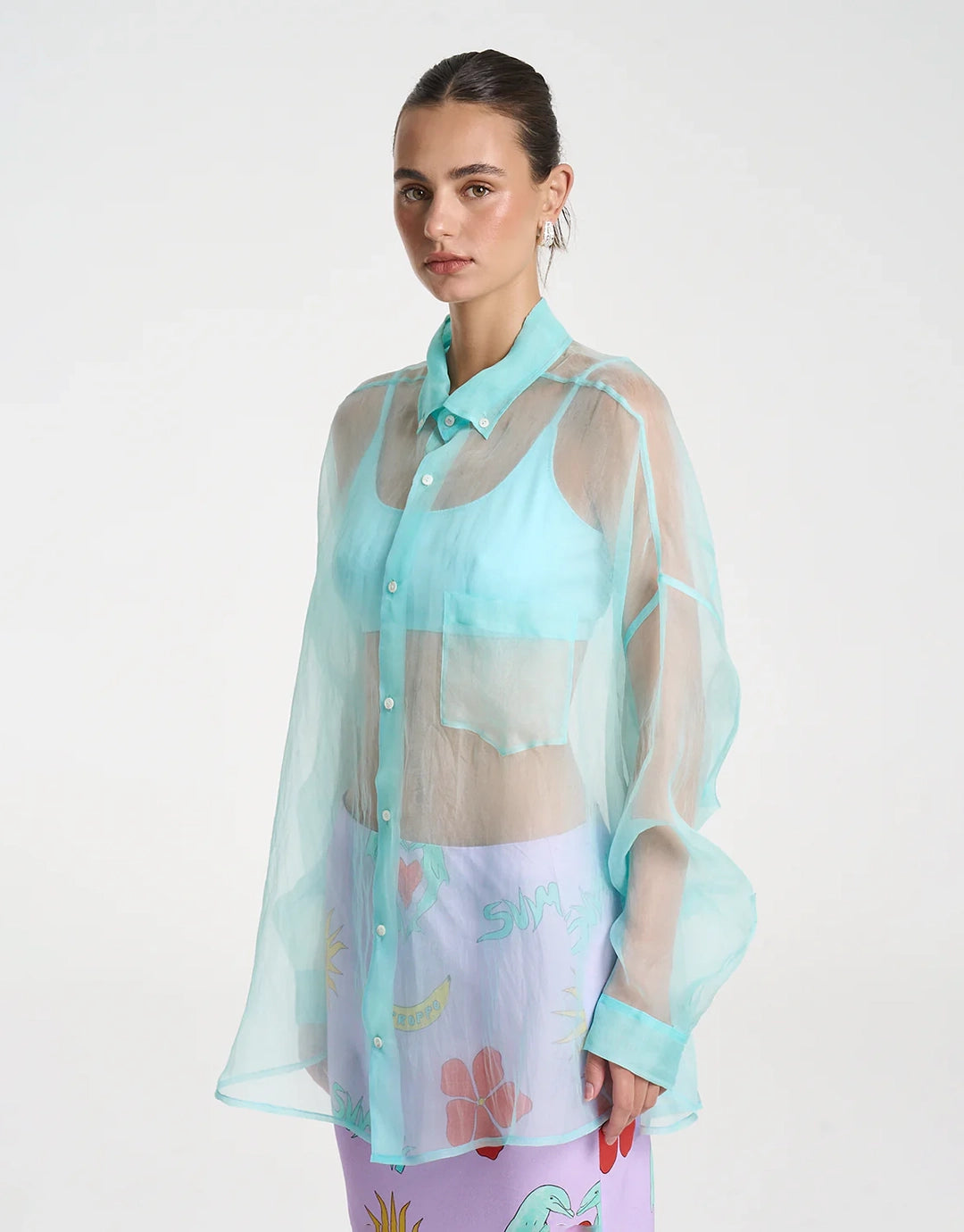 Mercurio Silk Shirt - Aqua