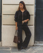 Aj Velour Hoodie - Noir - Araminta James