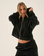 Aj Velour Hoodie - Noir - Araminta James