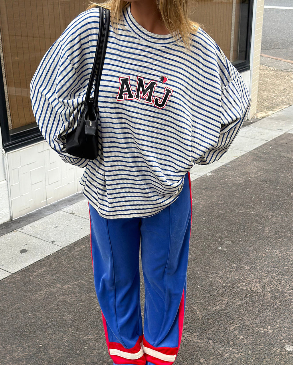 Amj Waffle Long Sleeve Top - Dark Navy - Araminta James