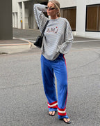 Amj Waffle Long Sleeve Top - Dark Navy - Araminta James