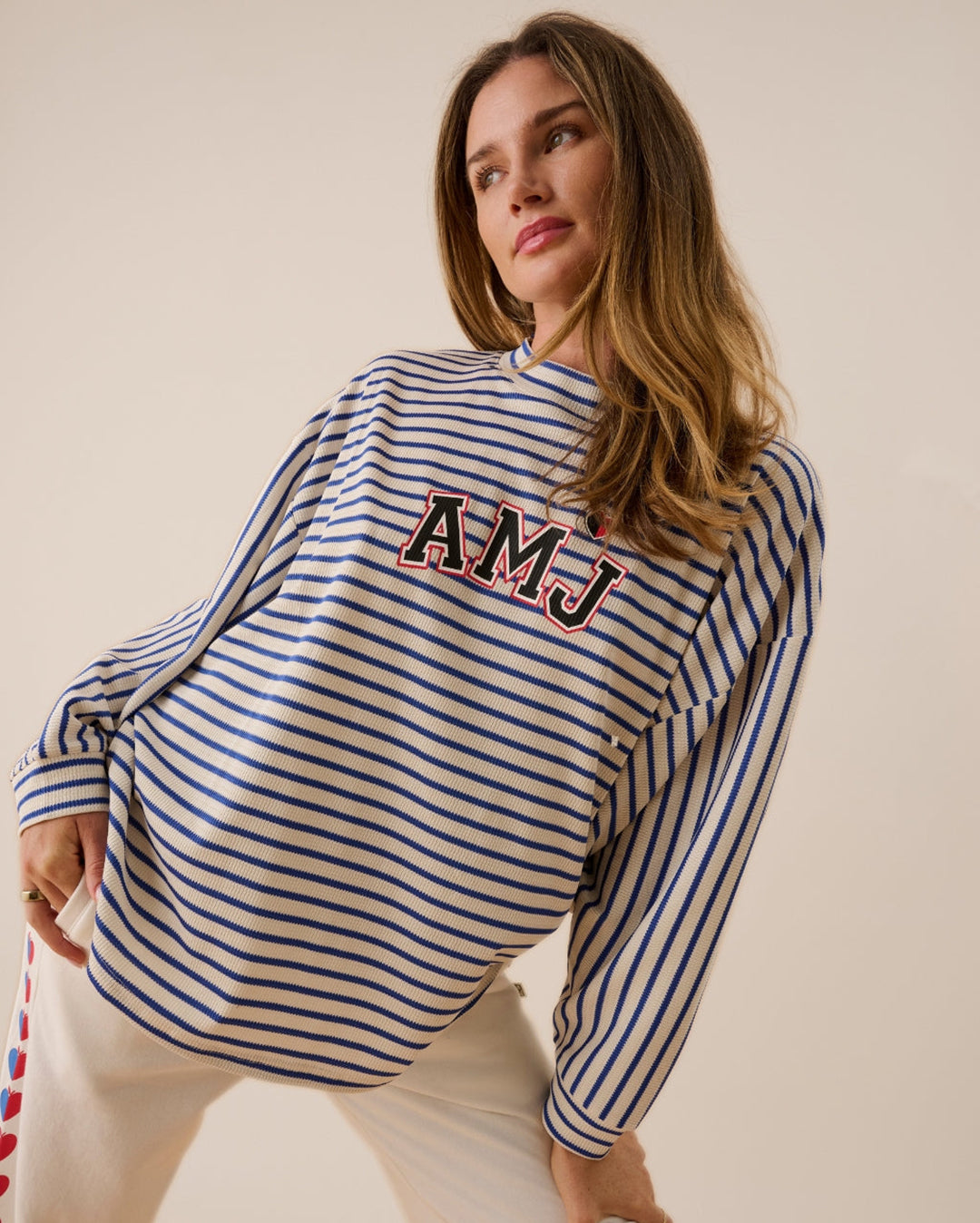 Amj Waffle Long Sleeve Top - Dark Navy - Araminta James