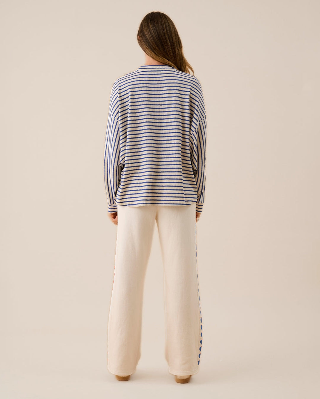 Amj Waffle Long Sleeve Top - Dark Navy - Araminta James