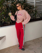 Amj Waffle Long Sleeve Top - Red Alert - Araminta James