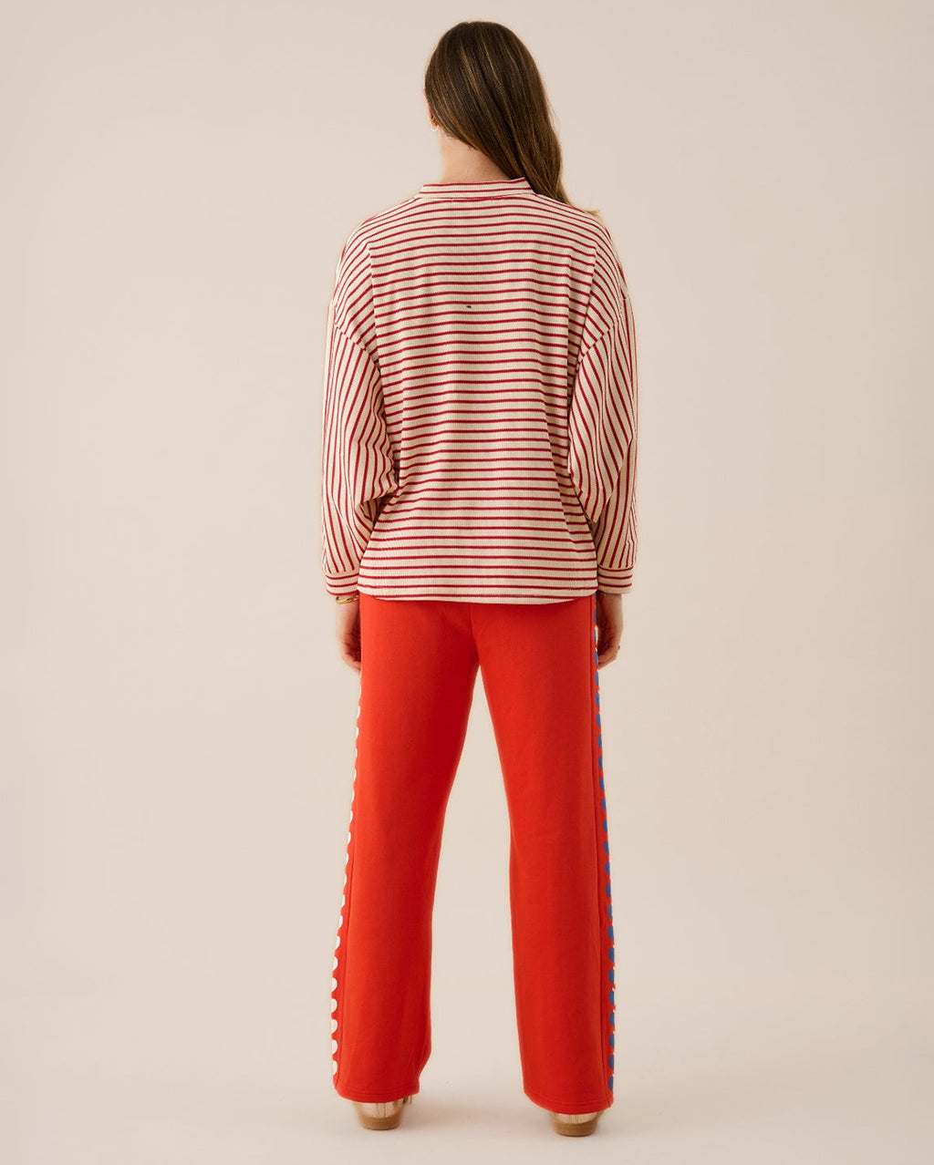 Amj Waffle Long Sleeve Top - Red Alert - Araminta James