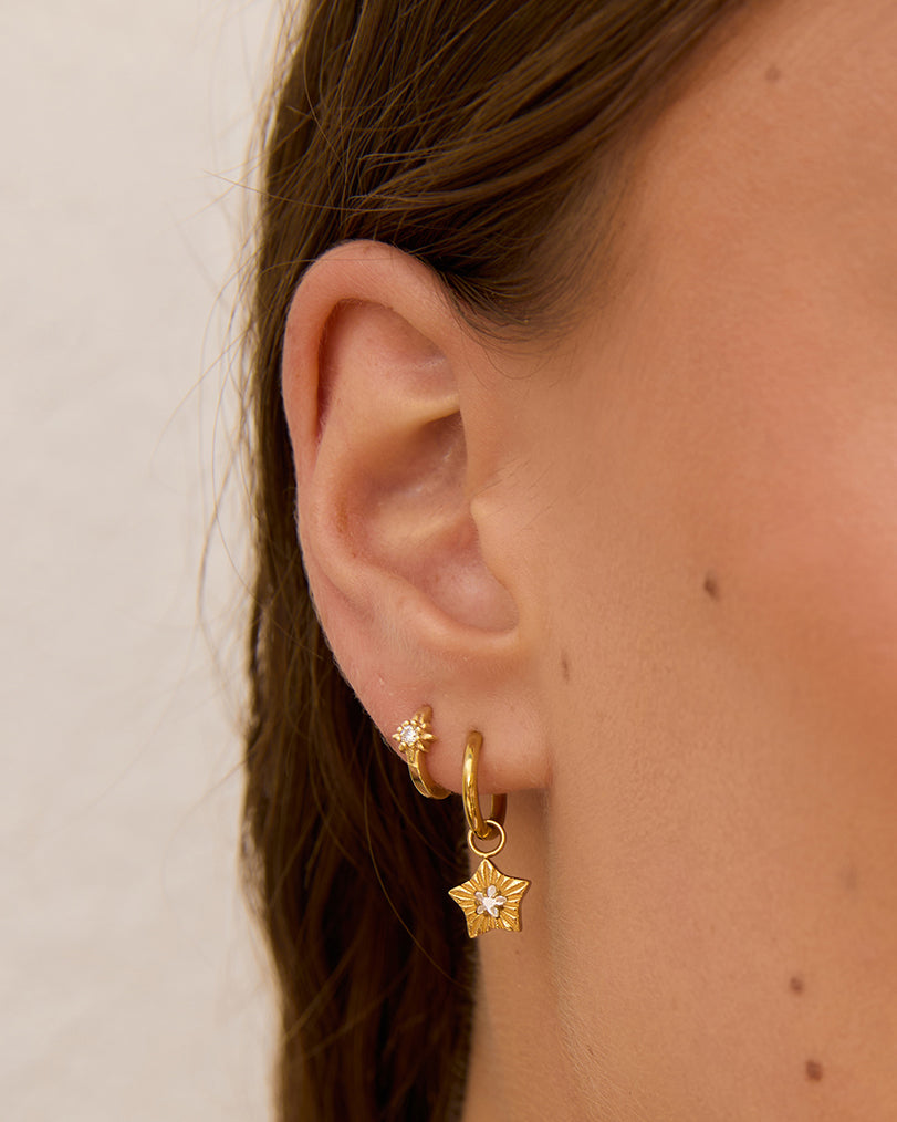 Nova Gold Huggie Earrings - Stone - Arms of Eve