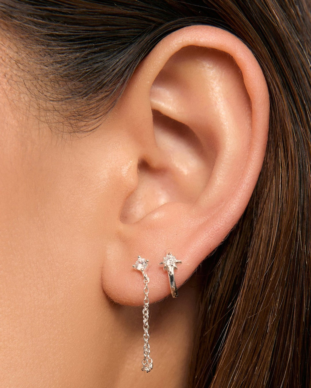 Nova Silver Huggie Earrings - Silver - Arms of Eve