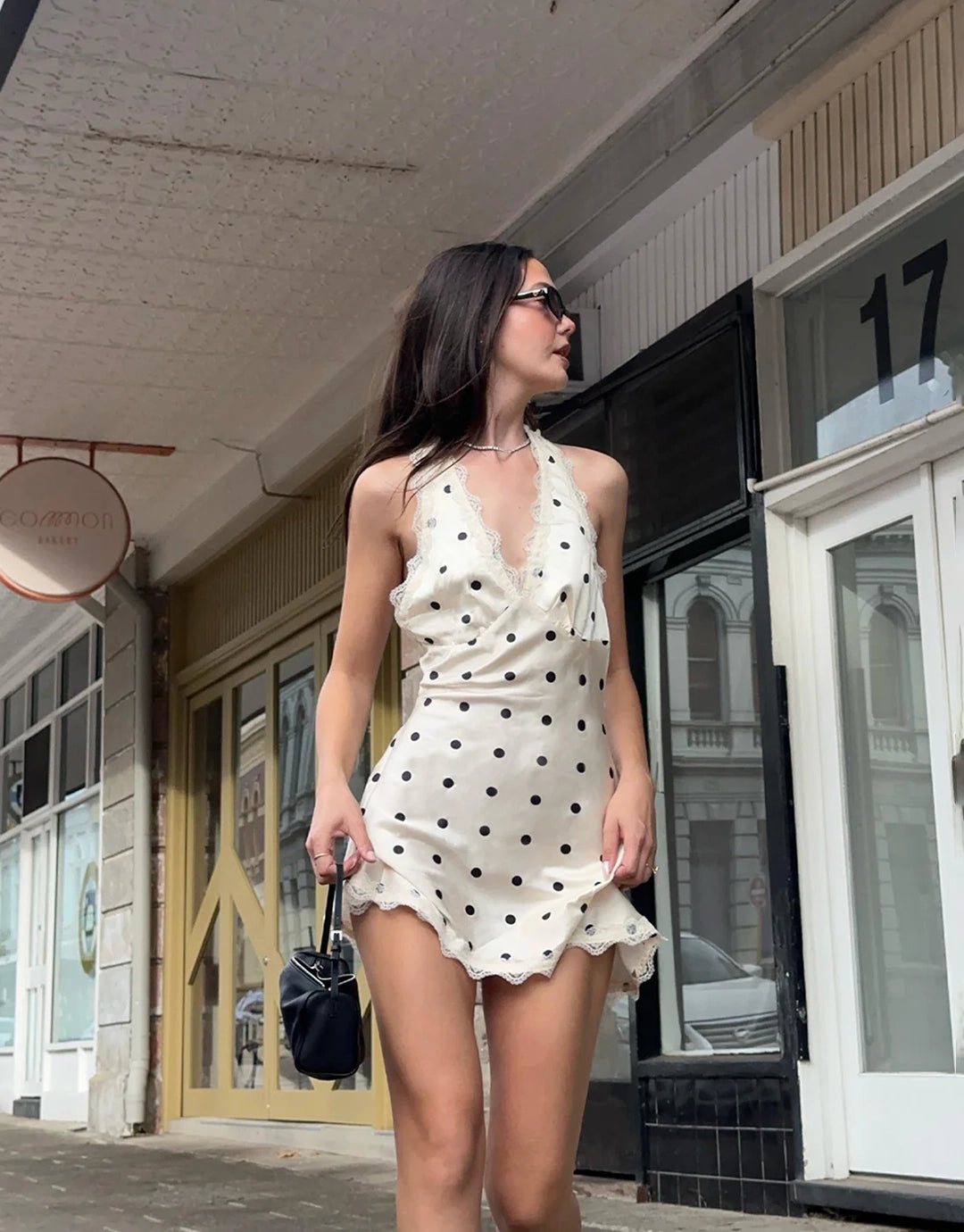 Stars Align Mini Dress - Cream Polka