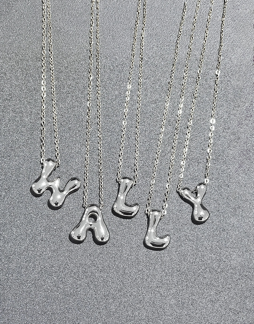 Cloud Letter Pendant Necklace - Silver