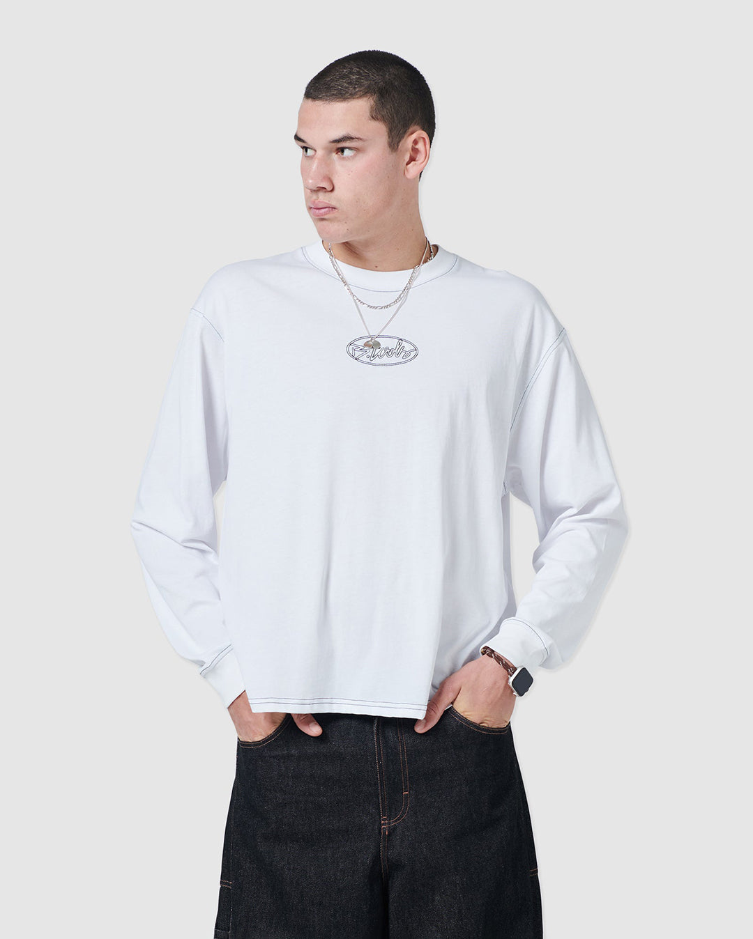 Barney Cools 1990 Long Sleeve Tee - White | Wally NZ