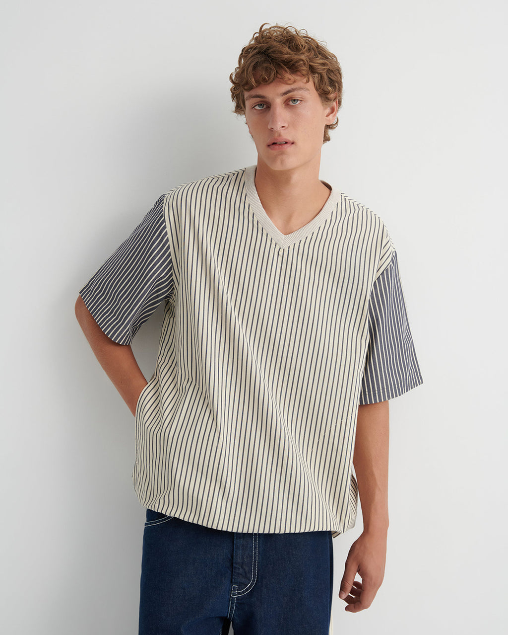 Base Tee - Ecru Stripe - Kowtow