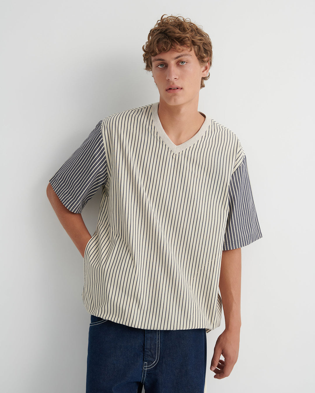 Base Tee - Ecru Stripe - Kowtow