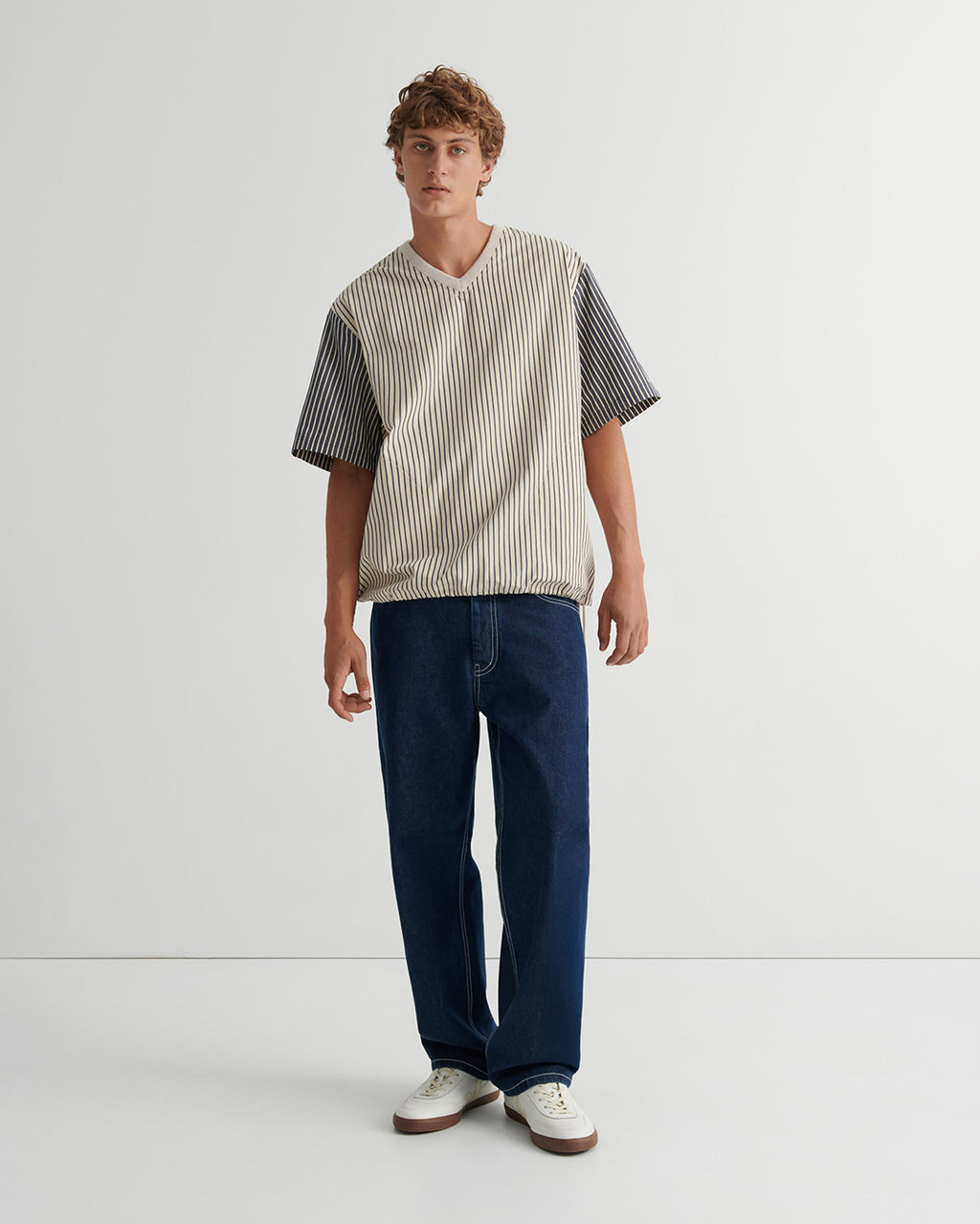 Base Tee - Ecru Stripe - Kowtow
