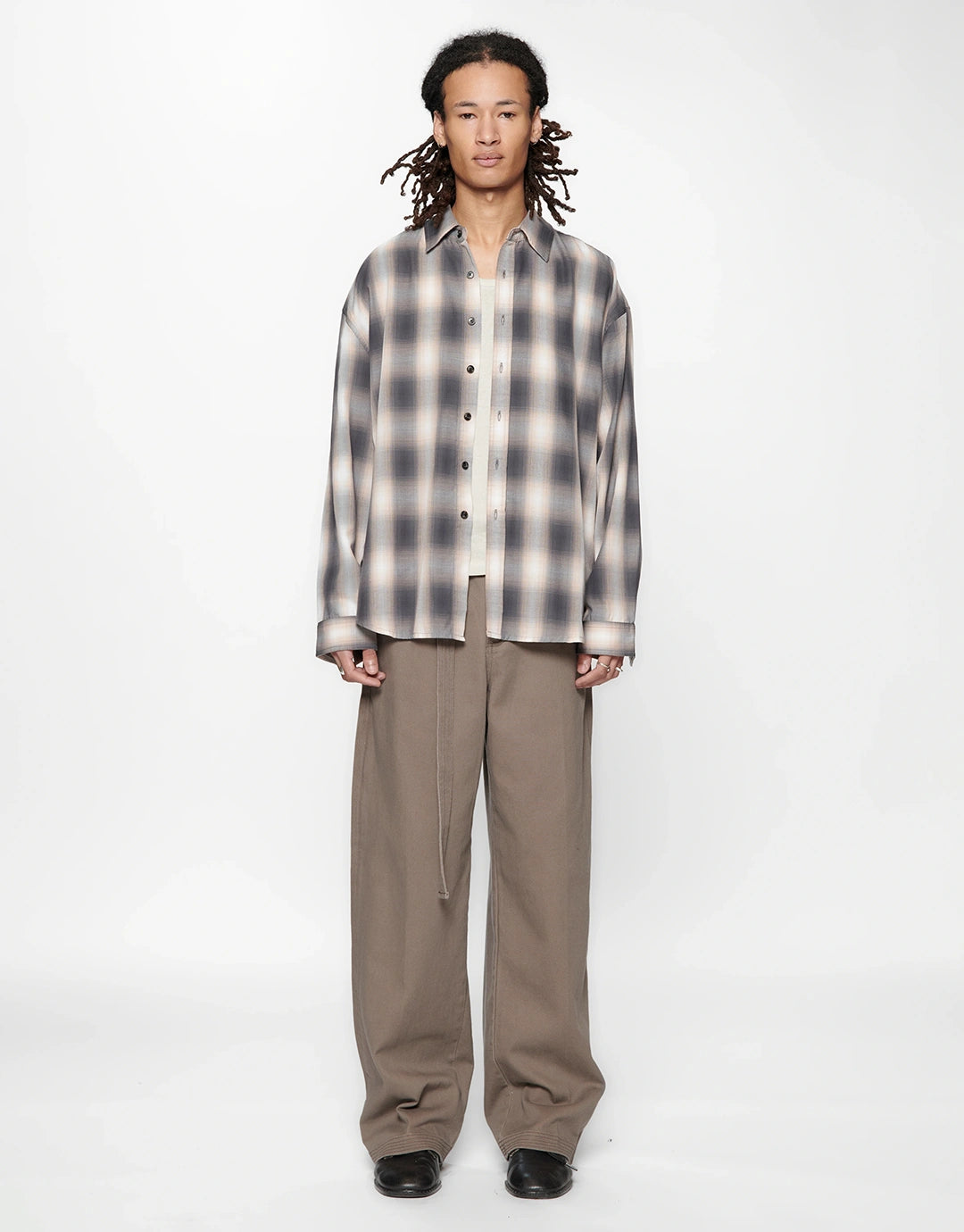 Drop Long Sleeve Shirt - Grey/Pink