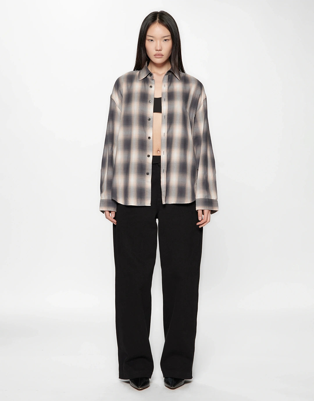 Drop Long Sleeve Shirt - Grey/Pink