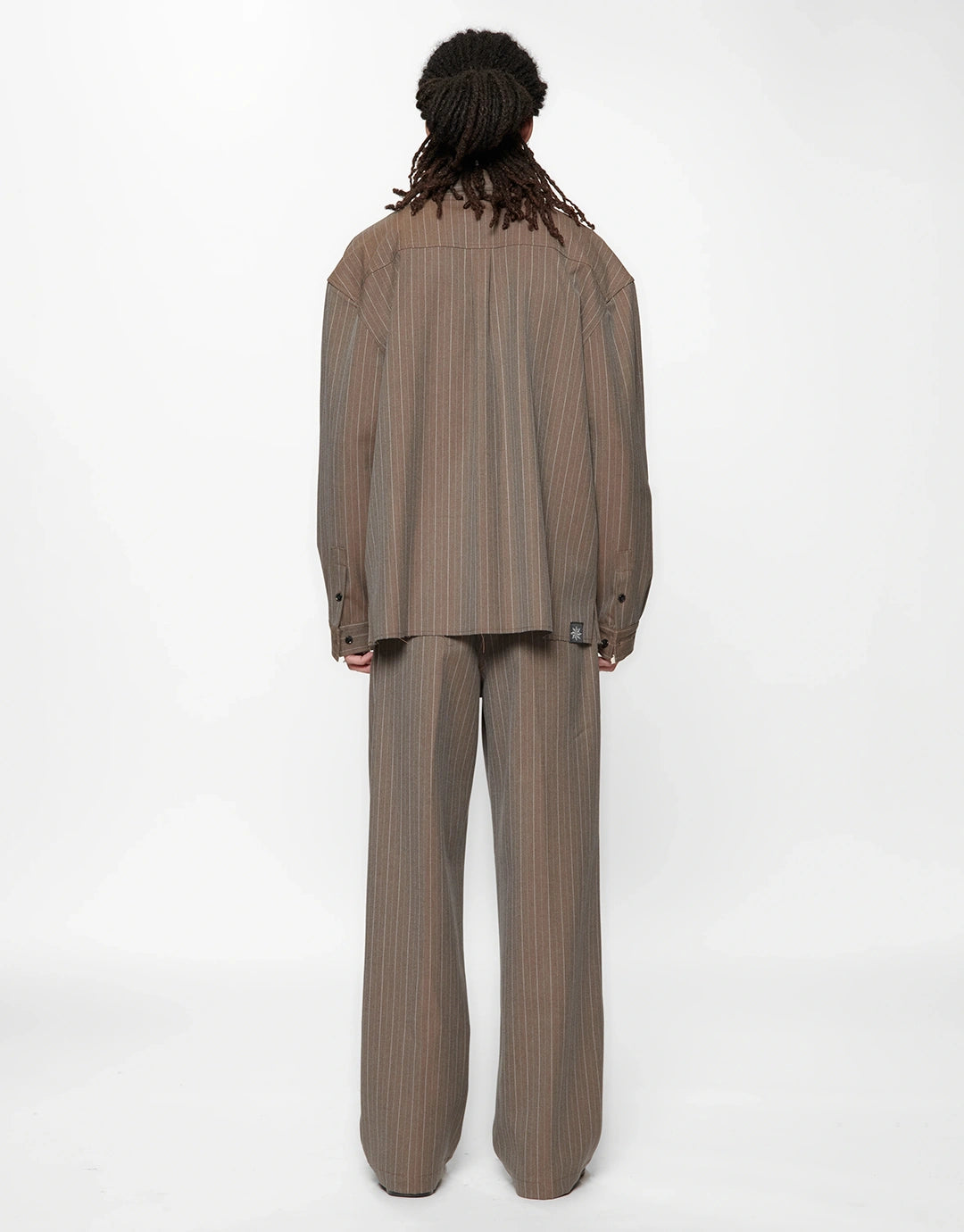 Hold Long Sleeve Shirt - Brown Pinstripe