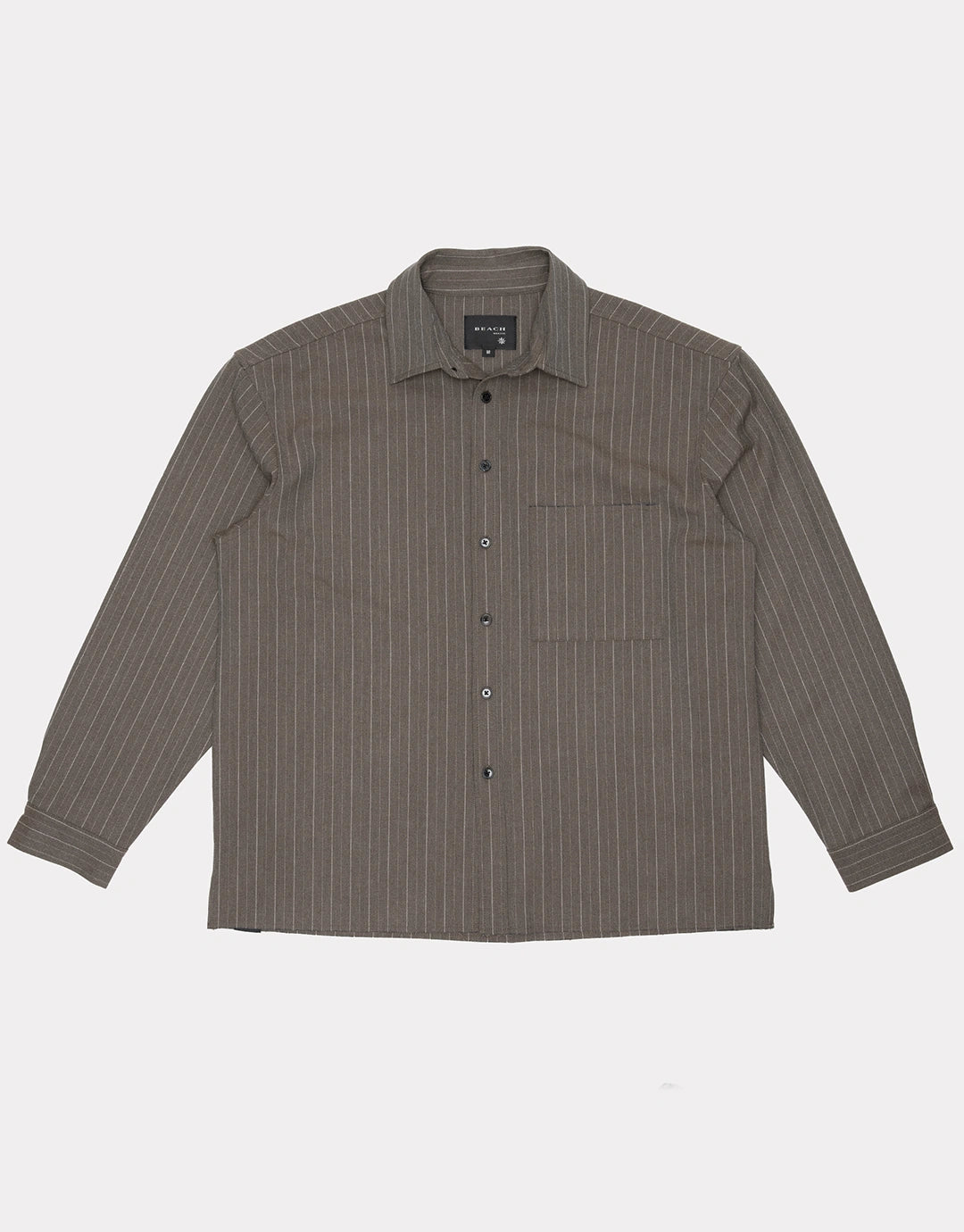 Hold Long Sleeve Shirt - Brown Pinstripe