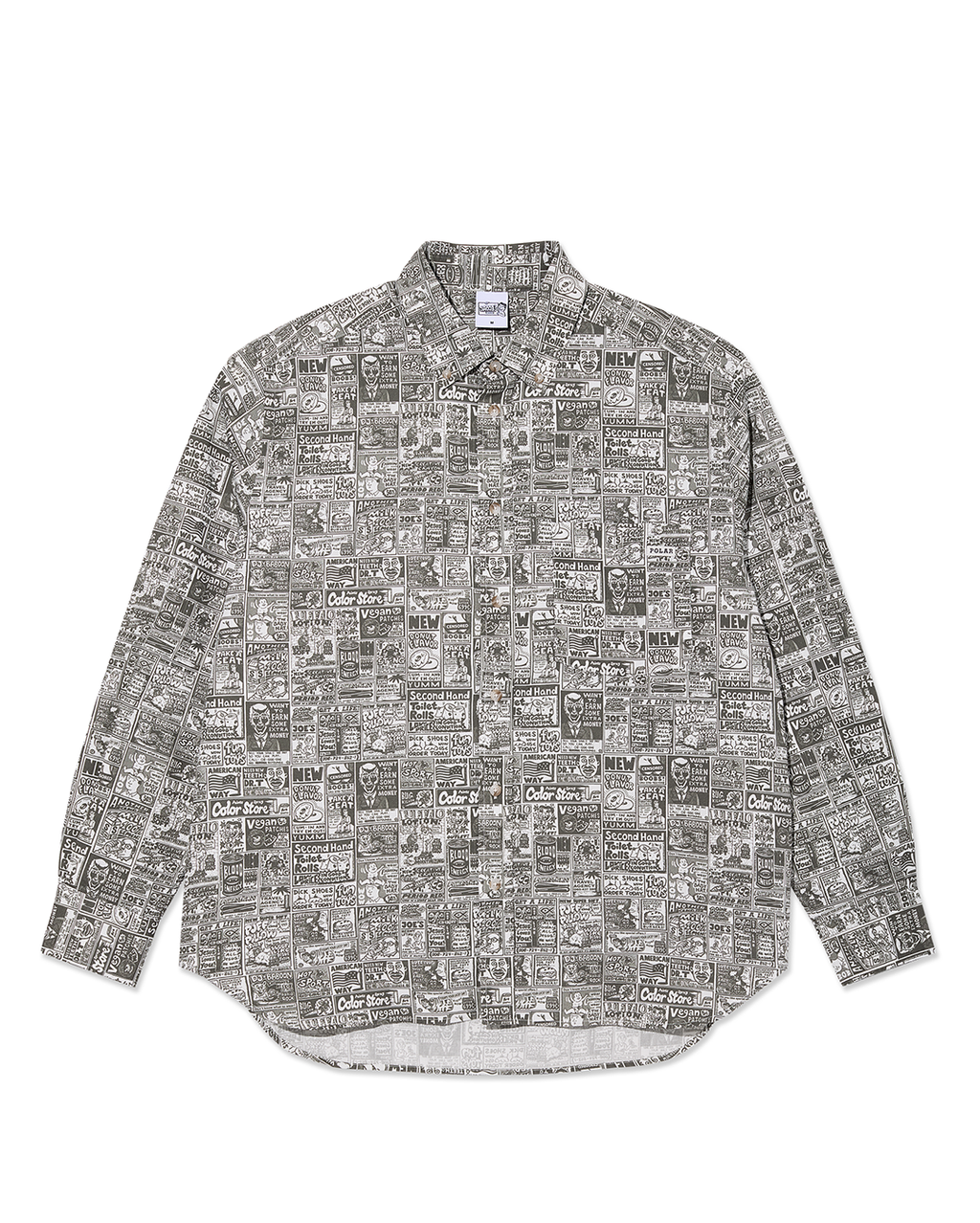 Ben Long Sleeve Shirt Newspaper - Light Grey 1