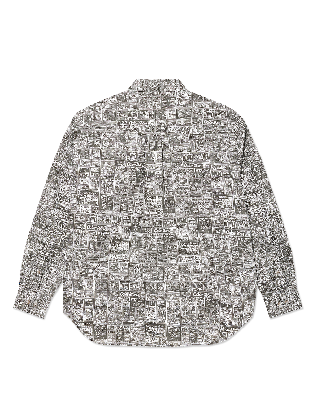 Ben Long Sleeve Shirt Newspaper - Light Grey 2