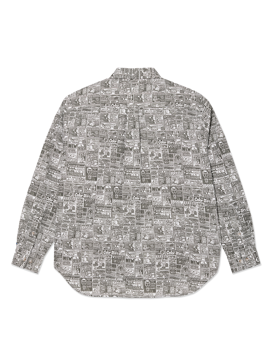 Ben Long Sleeve Shirt Newspaper - Light Grey 2