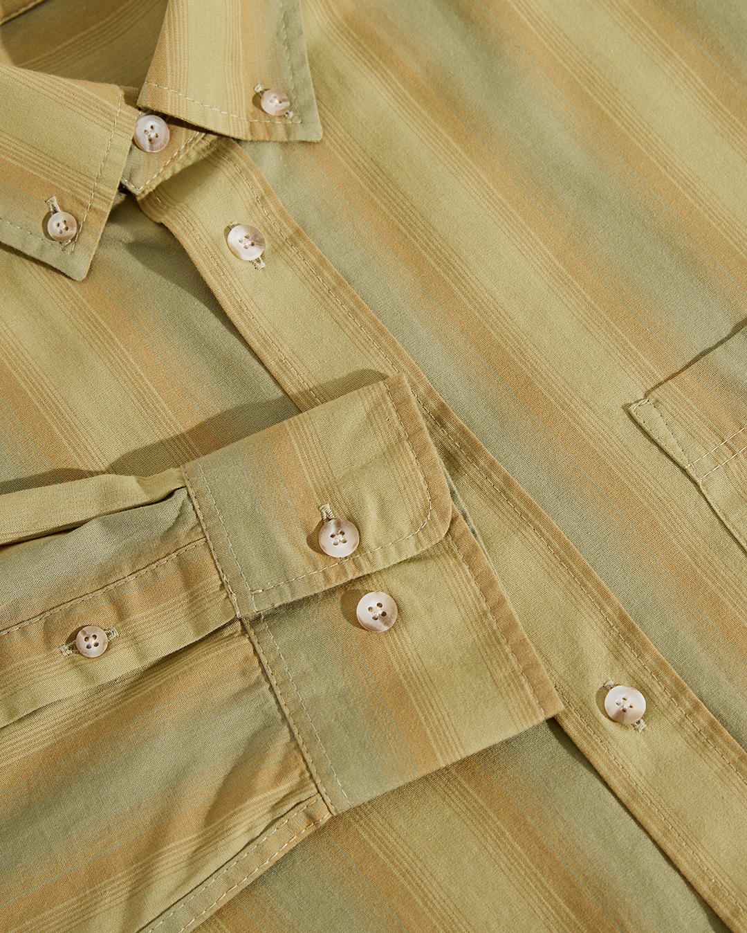 Ben Long Sleeve Shirt - Green Stripe - Polar Skate Co